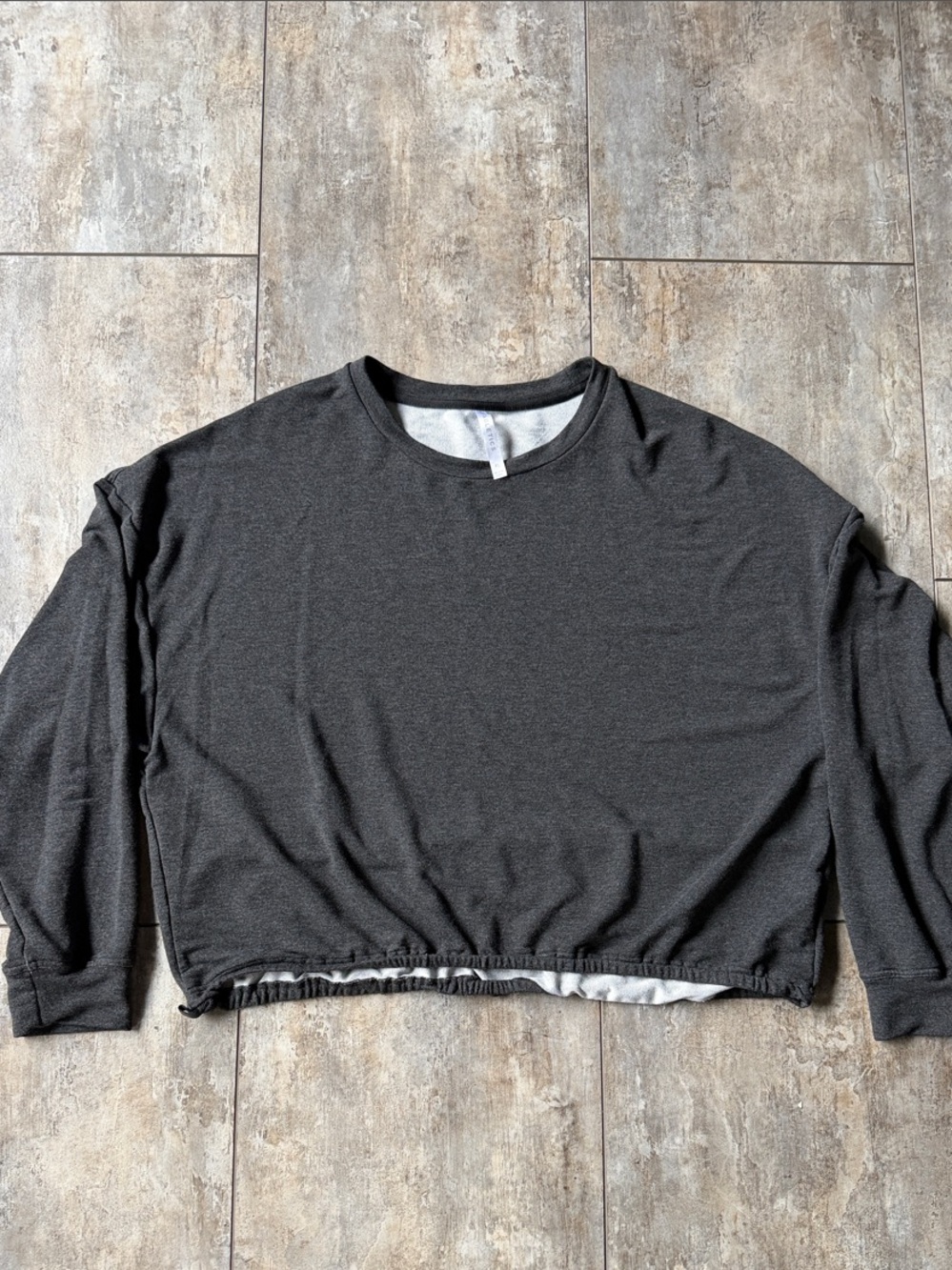 Fabletics Charcoal Gray Cropped Sweatshirt XL